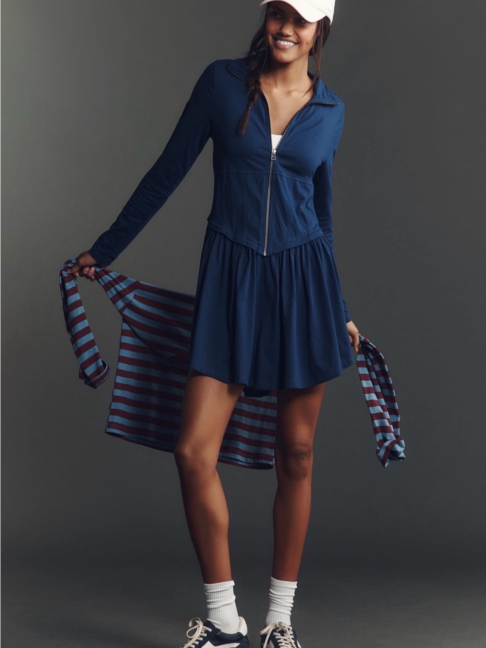 Worn once Anthro Navy Zip-Front Tennis Dress